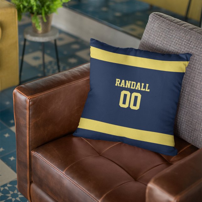 Blue & Gold Football Team Personalisiert Kissen (Von Creator hochgeladen)