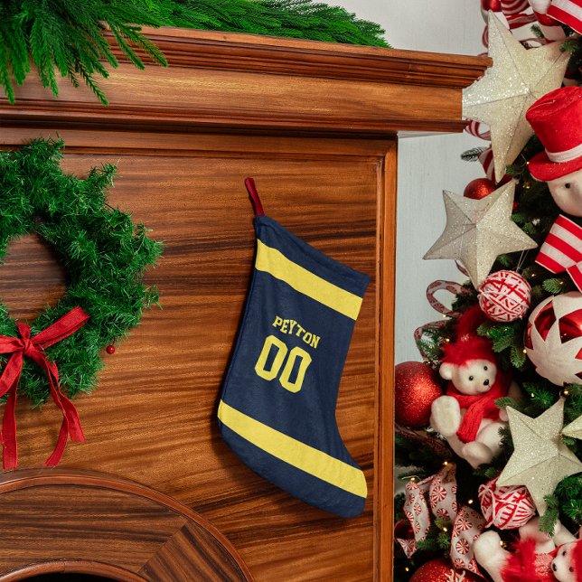 Blue & Gold Football Team Personalisiert Kleiner Weihnachtsstrumpf (Von Creator hochgeladen)