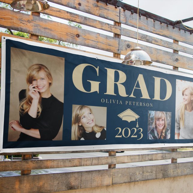 Blue Gold Foto Graduate Class 2023 Banner (Von Creator hochgeladen)