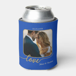 Blue Gold Foto Wedding Can Cooler Dosenkühler