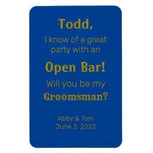 Blue Gold Funny Trauzeuge Vorschlag Card Magnet