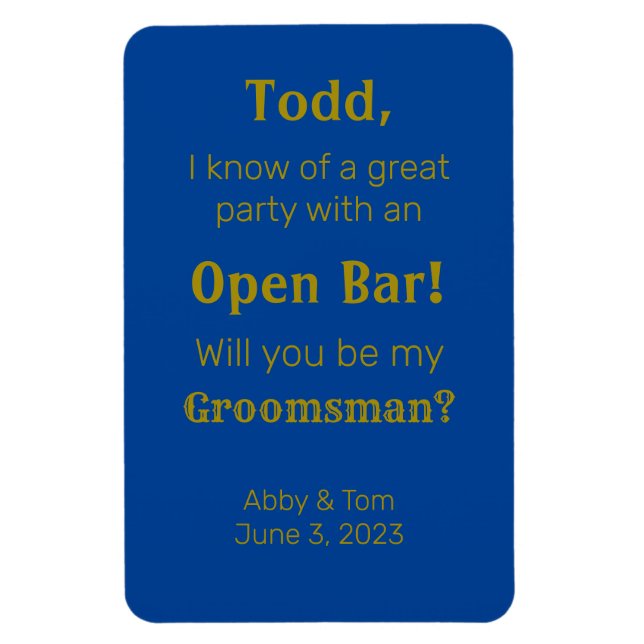 Blue Gold Funny Trauzeuge Vorschlag Card Magnet (Vertikal)