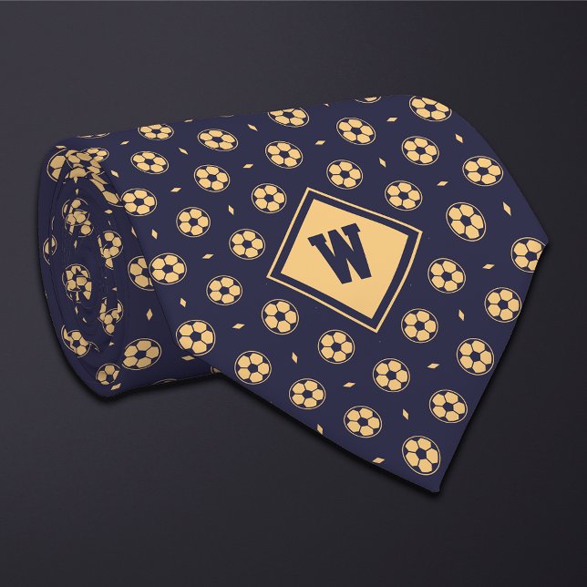 Blue Gold Futbol (Soccer) Ball Icon Necktie Krawatte (Von Creator hochgeladen)
