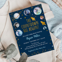 Blue Gold Galaxy Space Countdown Baby Dusche