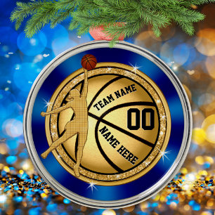 Blue Gold Girls Personalisiert Basketball Ornament Aus Metall