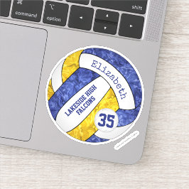 Blue Gold Girls Volleyball w School Maskottchen Na Aufkleber
