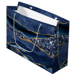 Blue Gold Glitzer Agate Marble Trendy für sie Große Geschenktüte