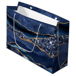 Blue Gold Glitzer Agate Marble Trendy für sie Große Geschenktüte