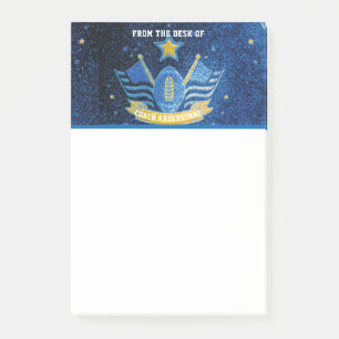 Blue Gold Glitzer American Football Coach Vathers Post-it Klebezettel
