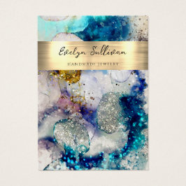 Blue Gold Glitzer Aquarell Schmuckkarte