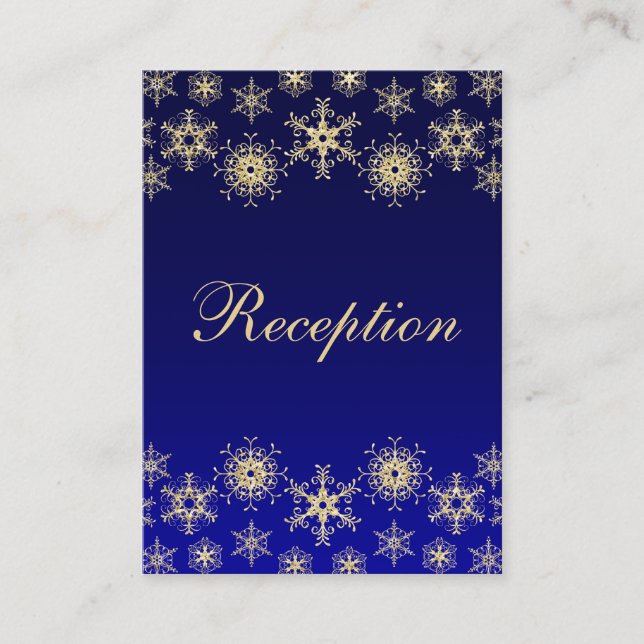 Blue, Gold Glitzer LOOK Snowflakes Umschließungska Begleitkarte (Vorderseite)