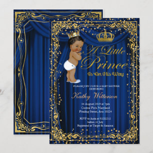 Blue Gold Glitzer Prince Baby Dusche einladen Einladung