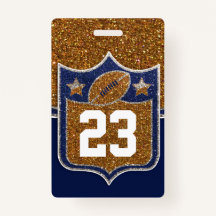 Blue & Gold Glitzer School Football Team Sports