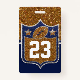 Blue & Gold Glitzer School Football Team Sports Ausweis