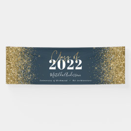 Blue Gold Glitzer Skriptklasse des Abschlusses  Banner