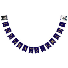 Blue Gold Glückwunschs Grad Graduate Foto Abschlus Wimpelkette