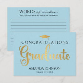 Blue Gold Graduate Words of Wisdom Abschluss Begleitkarte