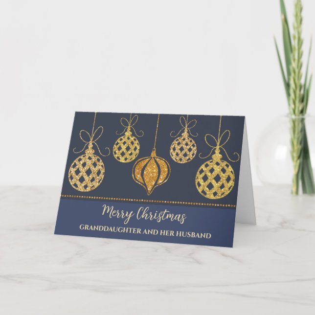 Blue Gold Grandtochter und ihr Ehemann Weihnachten Karte (Vorderseite)