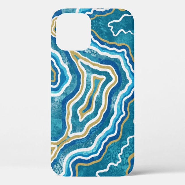 Blue Gold Graphic Agate Case-Mate iPhone 12 Hüllen (Rückseite)