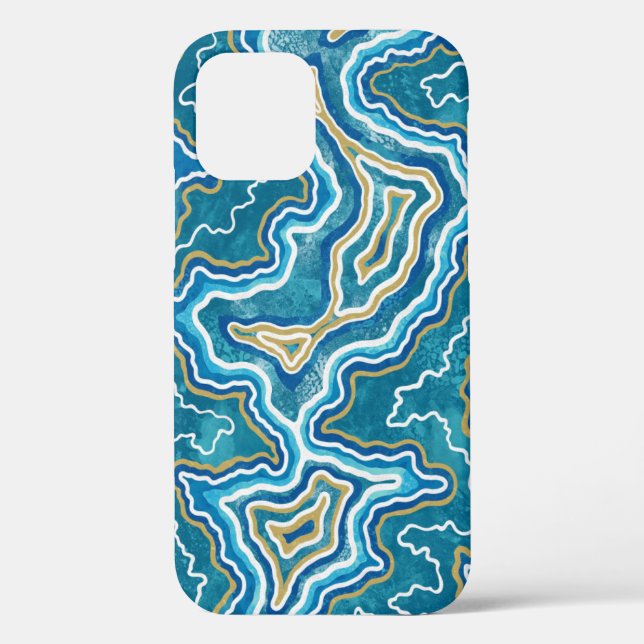Blue Gold Graphic Agate Case-Mate iPhone Hülle (Rückseite)