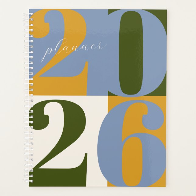 Blue Gold Green Bold Year Color Block Planner Planer (Vorderseite)
