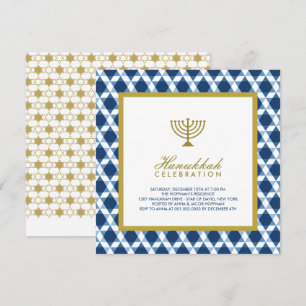 Blue Gold Hanukkah Star des Party von David Menora Einladung
