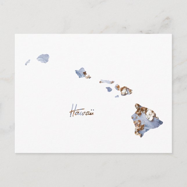 Blue & Gold Hawaii Staat Map Postkarte (Vorderseite)