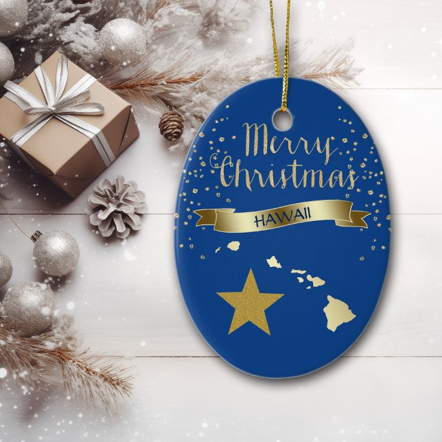 Blue Gold Hawaii Star Keramik Ornament (Von Creator hochgeladen)