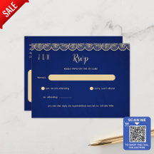 Blue Gold Hochzeit RSVP für passende Inv