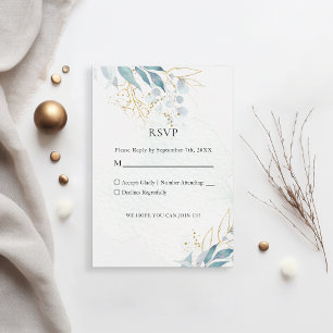 Blue Gold( Imitat) White Wedding Collection RSVP Karte