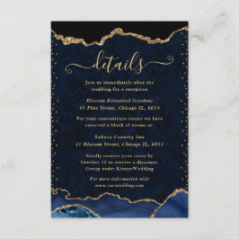 Blue & Gold Imitate Glitzer Agate Hochzeiten Detai Begleitkarte
