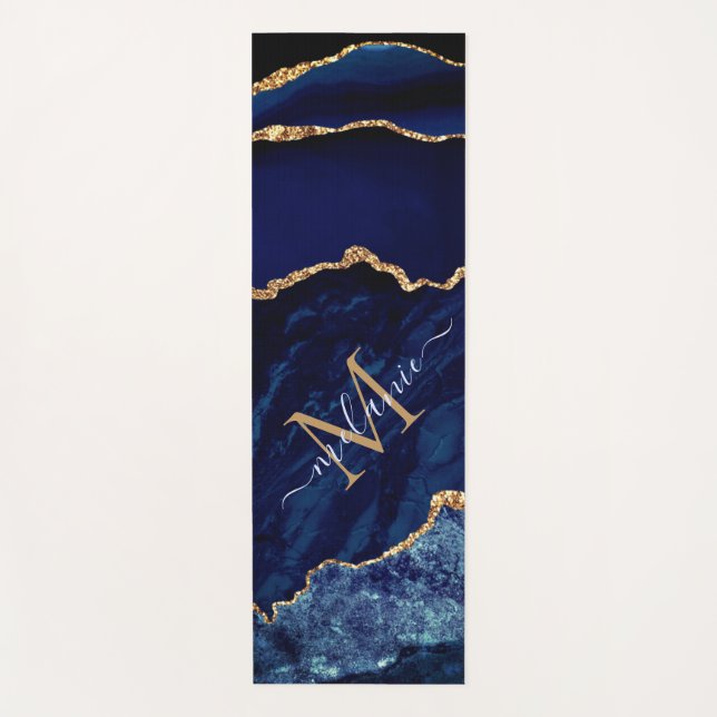 Blue Gold Individuelle Name Letter Yoga Mat Yogamatte (Vorderseite)