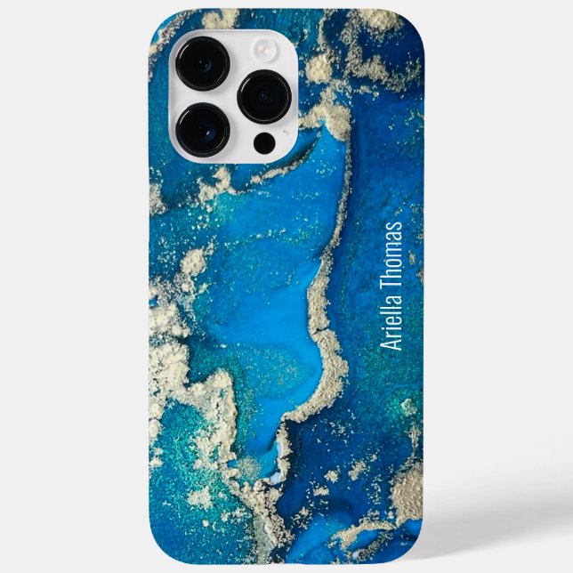 Blue Gold iPhone 14 Pro Max Coque (Verso)