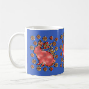 Blue Gold Jahr des Hasen Chinesisches Neujahr Kaffeetasse
