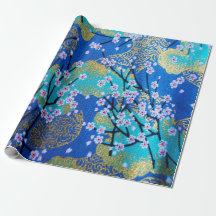 Blue Gold Japanisch Cherry Blossom Decoupage