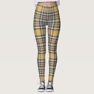 Blue & Gold Karierte Yoga-Leggings Leggings