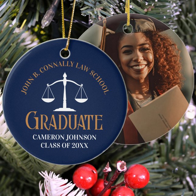 Blue Gold Law School Abschluss Weihnachten Keramik Ornament (Von Creator hochgeladen)