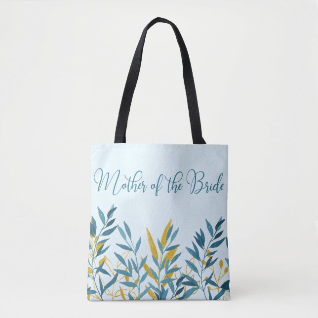 Blue Gold Leaf Mutter von Bride Wedding Geschenk Tasche (Vorderseite)
