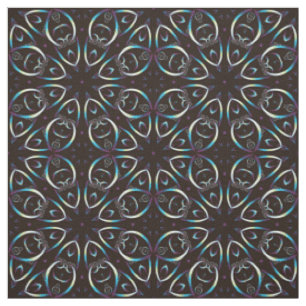 Blue Gold Lilac Glow Mandala Muster Stoff