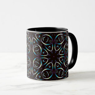 Blue Gold Lilac Glow Mandala Muster Tasse