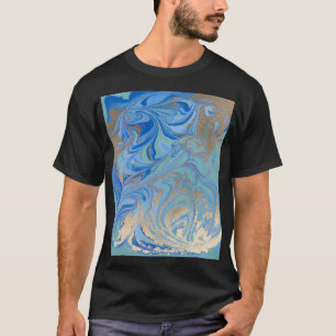 Blue Gold Liquid Watercolor Texture T-Shirt