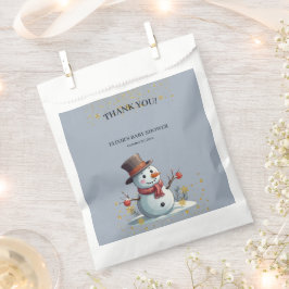 Blue & Gold Little Snowflakes Snowman Baby Dusche Geschenktütchen