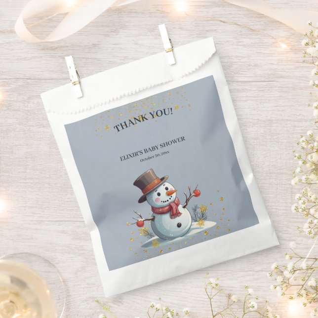 Blue & Gold Little Snowflakes Snowman Baby Dusche Geschenktütchen (Ausgeschnitten)
