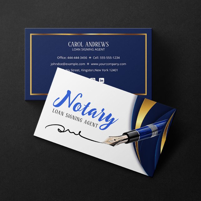 Blue Gold Loan Signing Agent Notary Public Visitenkarte (Von Creator hochgeladen)