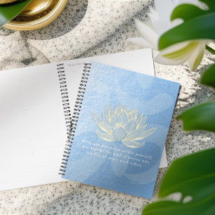 Blue Gold Lotus Yoga Meditation Instructor Quotes Planer