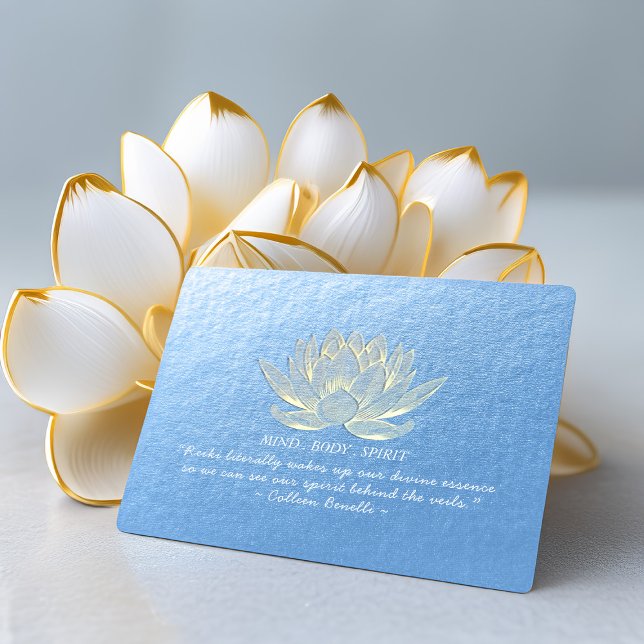 Blue Gold Lotus Yoga Meditation Kursangebot Postkarte (Von Creator hochgeladen)