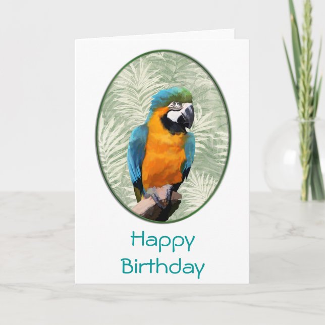 Blue & Gold Macaw mit Jungle Background Karte (Vorderseite)