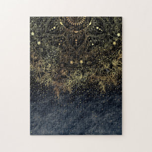 Blue Gold Mandala Floral