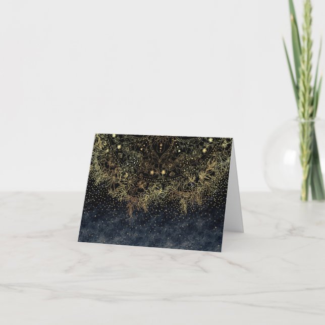 Blue Gold Mandala Floral Karte (Vorderseite)