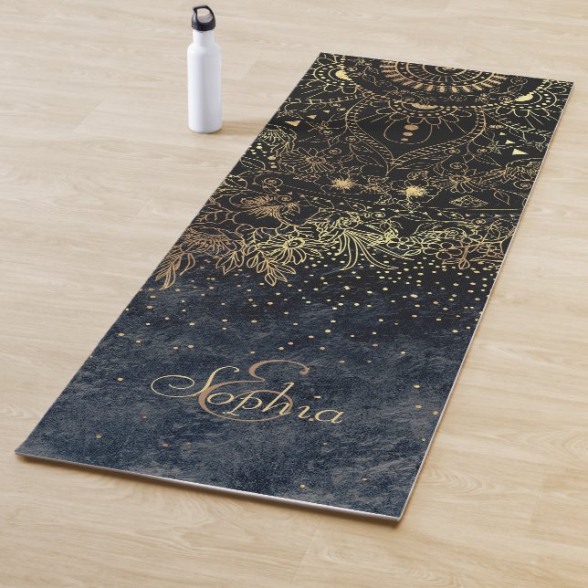 Blue Gold Mandala Floral Yogamatte (Beispiel)